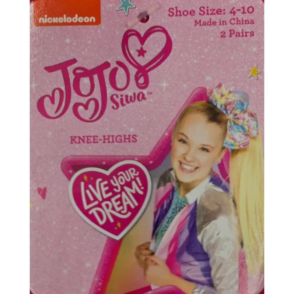 Jojo Siwa Girls 2 Pack Knee High Socks Size 4-11 Glam Dance Crazy Sock Spirit
